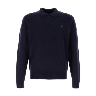 Polo Ralph Lauren Round-neck Knitwear, male, Blue, M, Johnny Collar Wool Jumper