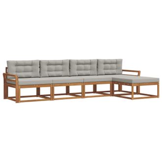 vidaXL Conjunto De Sof&aacute;s De Exterior 5 Pcs Gris Natural Y Claro Vidaxl