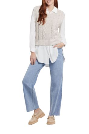 Tribal Claire Crop Sweater Vest In Ecru Marl