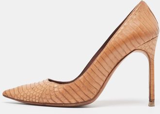 Manolo Blahnik Brown Watersnake Bb Pumps