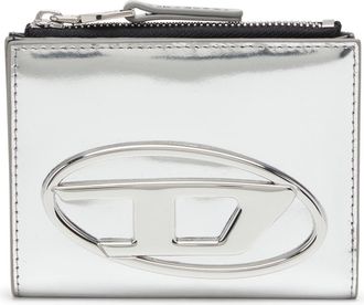 Diesel Bi-fold leather wallet with Oval D logo - Small Wallets - Woman - Silver