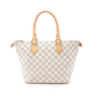 Louis Vuitton Damier Azur White Coated Canvas Leather Handbag Tote Bag (Pre-Owned)