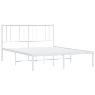Berkfield Home Metal Bed Frame with Headboard White 140x190 cm