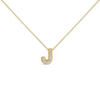 House of Brilliance Yellow Gold Vermeil Diamond Accent A-Z Initial Bubble Pendant Necklace in J at Nordstrom