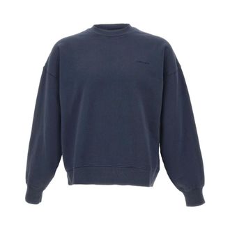 Carhartt Work in Progress Carhartt Wip, Sweatshirts, male, Blue, Size: XS Cotton Crewneck Sweatshirt