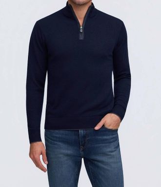 Raffi Palmer Mock Zip Sweater In Navy