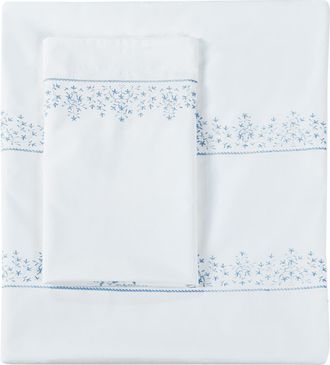 Melange Home Babys Breath Embroidery Duvet Set - King in White/Blue at Nordstrom Rack, Size Full/queen