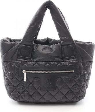 Chanel Black Bordeaux Nylon Leather Handbag Tote Bag (Pre-Owned)