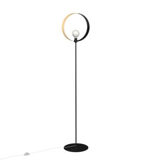 Lumicom Nucleo Mono Piantana, 1x E27, Max 42w, Metallo, Nero/foglia Oro, D.40cm H.170cm - Lumicom