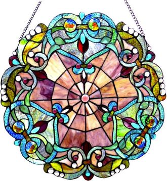 Chloe Lighting EMILIA Tiffany-glass Victorian Window Panel 20