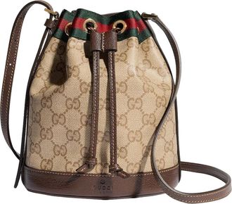 Gucci (WMNS) Gucci Mini Bucket Bag with Web Sand Dark Brown 876060-FAF8R-8547