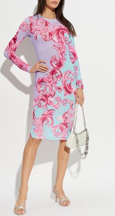 Versace Jeans Couture Dress With Baroco Pattern, Womens, Multicolour