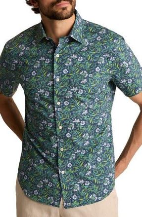 Bonobos Riviera Floral Short Sleeve Stretch Cotton Poplin Button-Up Shirt in Mok Floral C26 at Nordstrom Rack, Size Small