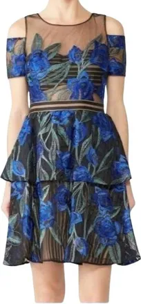 Marchesa Notte Floral Embroidered Mini Dress Size M