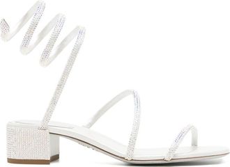 Rene Caovilla crystal embellished strappy sandals - women - Artificial Leather - 37 - White