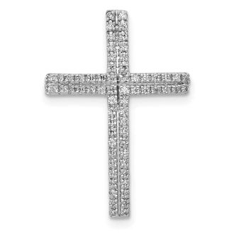Diamond2Deal 14k White Gold 1/4ct. Diamond Cross Chain Slide Pendant
