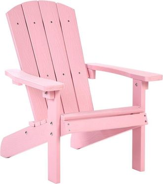 Beliani Silla De Jard&iacute;n Infantil Para Ni&ntilde;os De Madera Pl&aacute;stica De Exterior Rosa Adirondack