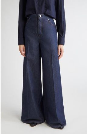 Max Mara Vega Denim Wide Leg Jeans in Dark Navy at Nordstrom, Size 14