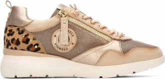 Carmela Womens Leather Wedge Lace-Up Sneaker In Beige