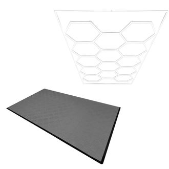 MonsterShop Hexagon LED Light & Vented Garage Floor Tiles x 120 With Edges - Grey