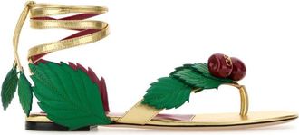 Valentino Garavani Golden Leather Cherry Sandals