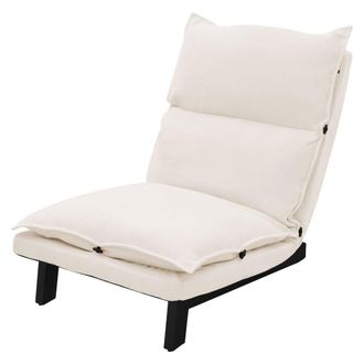 ML Design Silla de suelo reclinable beige, sof&aacute; bajo estilo japon&eacute;s con respaldo