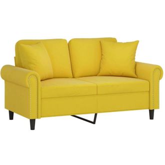 vidaXL Sof&aacute; De 2 Plazas Con Cojines Terciopelo Amarillo 120 Cm Vidaxl