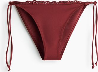 H&M Cheeky Tie-Tanga-Bikinihose - Dunkelrot