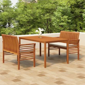 vidaXL Set Comedor De Jard&iacute;n 3 Pzas Y Cojines Madera Maciza De Acacia Vidaxl