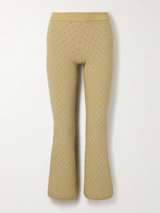 High Sport Pantaloni Cropped Svasati In Misto Cotone Jacquard Kick It - Neutri