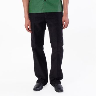 Ferragamo Leather Tab Cotton Moleskin Jeans, Brand Size 48 (US Size 32)