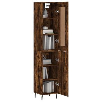 Berkfield Home Highboard Smoked Oak 34.5x34x180 cm Engineered Wood in Brown