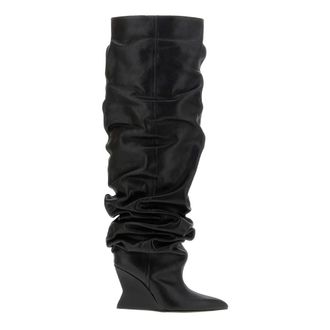 Balmain Hammered Leather Cuissardes - female - Balmain - Over-the-Knee Boots - Black - 7 UK - Shoes