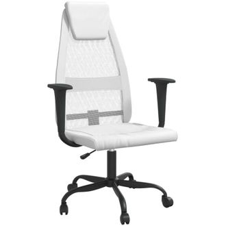 vidaXL Office Chair White Mesh Fabric and Faux Leather vidaXL