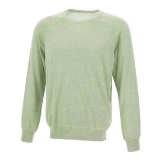 KANGRA Round-neck Knitwear, male, Green, Size: 3XL Crewneck Sweater in Silk and Cashmere