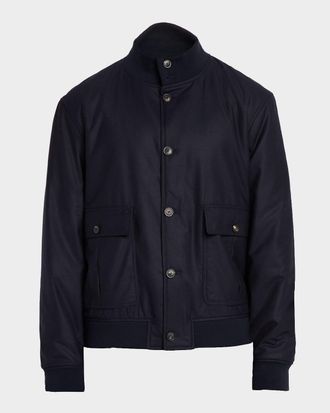 Emporio Armani Men & apos;s Wool-Blend Stand Collar Bomber Jacket