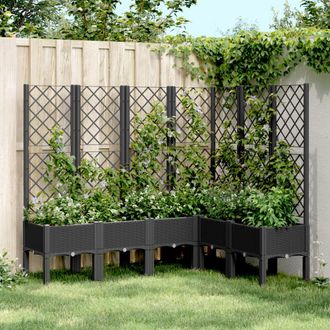 vidaXL Jardinera Con Enrejado Pp Negro 160x120x142 Cm Vidaxl