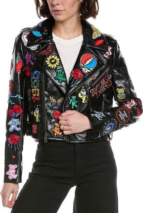 Alice & Olivia Alice + Olivia X Grateful Dead Cody Cropped Moto Jacket
