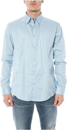 Armani Jeans Casual Button-Up Overhemd - Heren - Casual Overhemden - Blauw - 3XL - Katoen - Overhemden