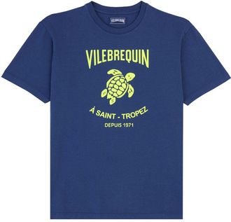 Vilebrequin logo-print cotton T-shirt - men - Cotton - M - Blue