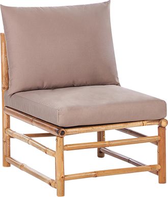 Beliani Sill&oacute;n Modular De Jard&iacute;n Sin Reposabrazos De Bamb&uacute; Acolchado Con Cojines Gris Pardo Cerreto
