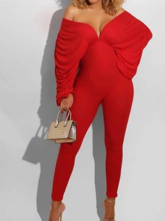 Lovely Makeup Jackie Jumpsuit - Curvy In Red