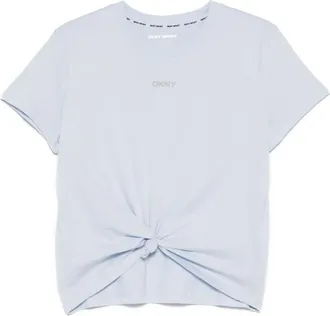DKNY stud-embellishment T-shirt - women - Cotton - M - Blue