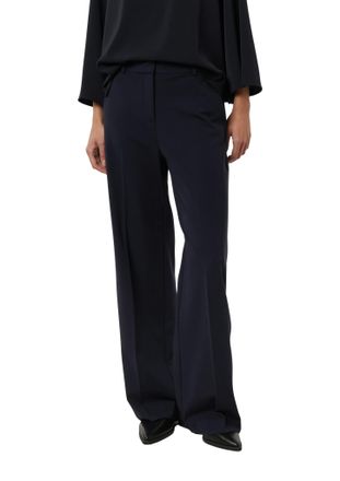 Comma Bundfaltenhose COMMA, Damen, Gr. 36, N-Gr, navy, Web, Obermaterial: 50% Viskose, 42% Polyamid, 8% Elasthan, unifarben, normal lang, Hosen Bundfaltenho