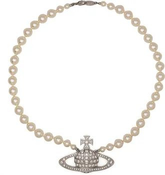 Vivienne Westwood Lustrous Pearl Necklace with Silver-tone Orb Pendant
