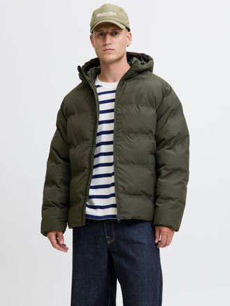 Jack & Jones Steppjacke JACK & JONES JJESOHO PUFFER HOOD SN, Herren, Gr. XL, gr&uuml;n (rosin), Web, Obermaterial: 100% Polyester, unifarben, regular fit, hoch geschlos