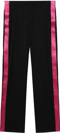 Helmut Lang satin-trimmed wool trousers - men - Virgin Wool - 30 - Black