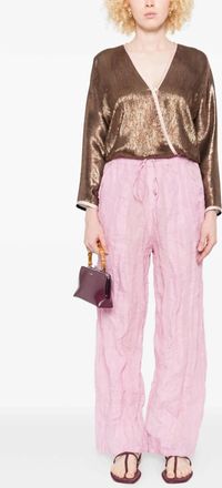 Forte_Forte Froisse Lame Kimono Shirt In Poudre