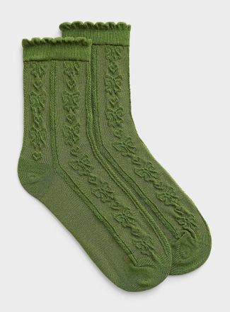 Simons Womens Embossed bow ankle socks