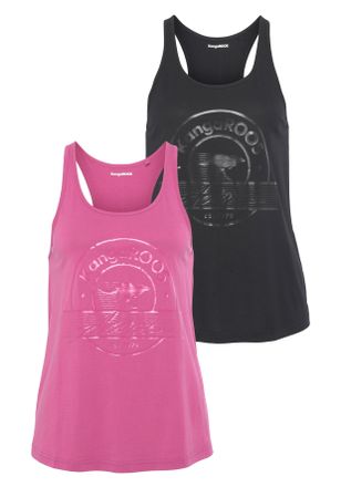 Kangaroos Sporttop KANGAROOS, Damen, Gr. 34, pink (pink, schwarz), Single Jersey, Obermaterial: 50% Baumwolle, 50% Modal, unifarben, figurbetont h&uuml;ftbedeckend, 